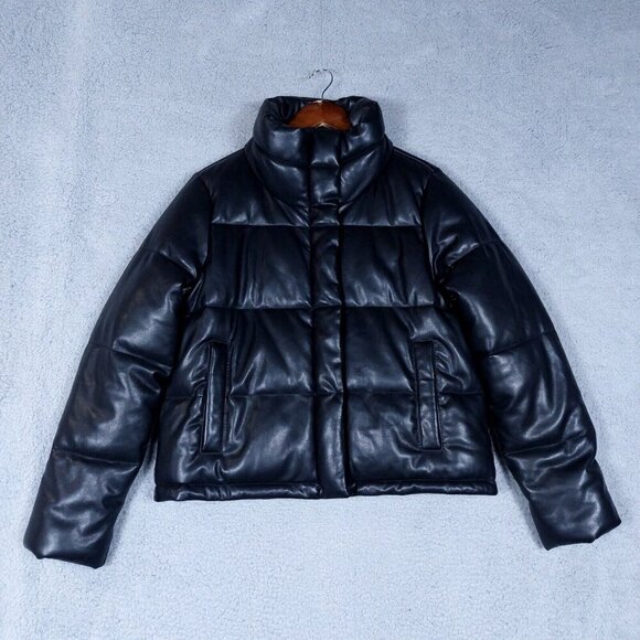 Abercrombie & Fitch Jackets & Blazers - Abercrombie & Fitch Jacket Women's Large Black Vegan Leather The A&F Mini Puffer